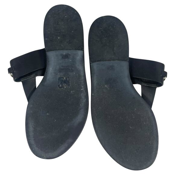 Gucci Horsebit Calf Leather Thong Sandal Slide Black Silver Size 37.5 - Picture 7 of 11